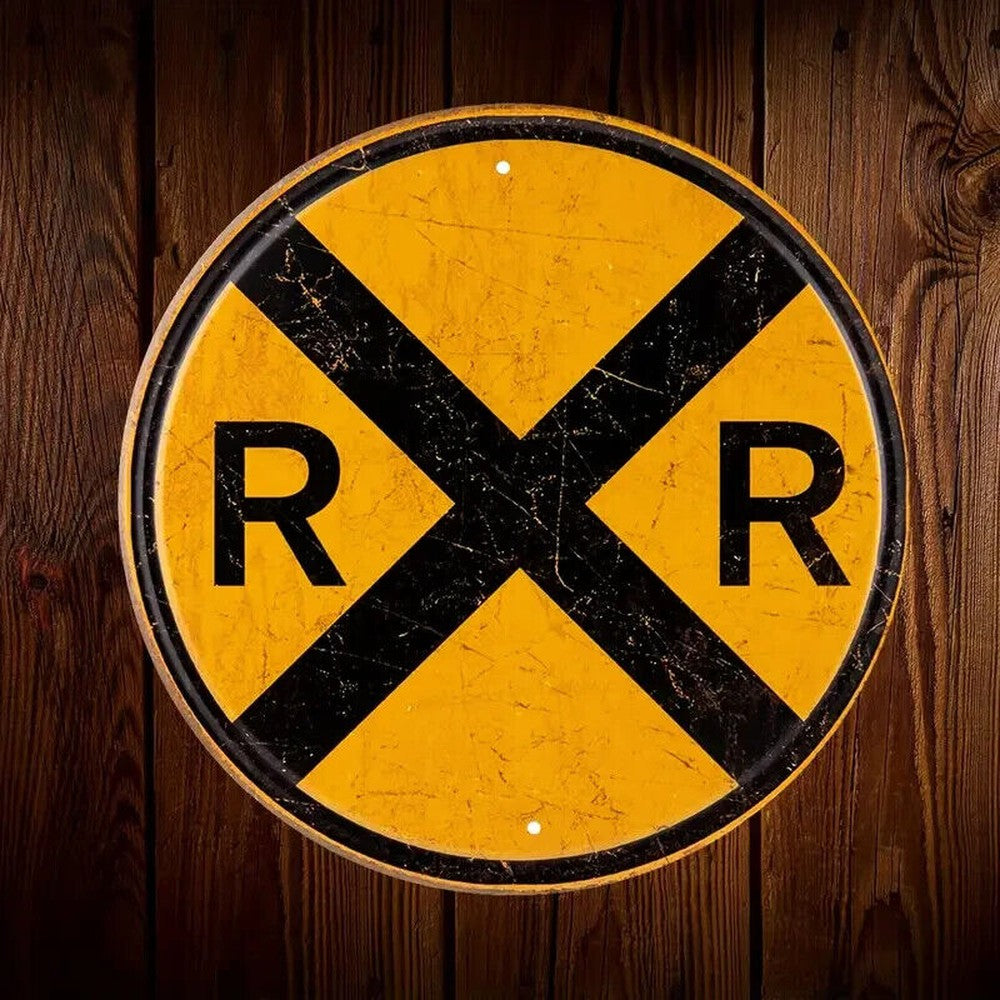 Railroad 8 Inch Diameter Novelty Retro Round Sign Home & Garden:Home Décor:Plaques & Signs Style Your Walls